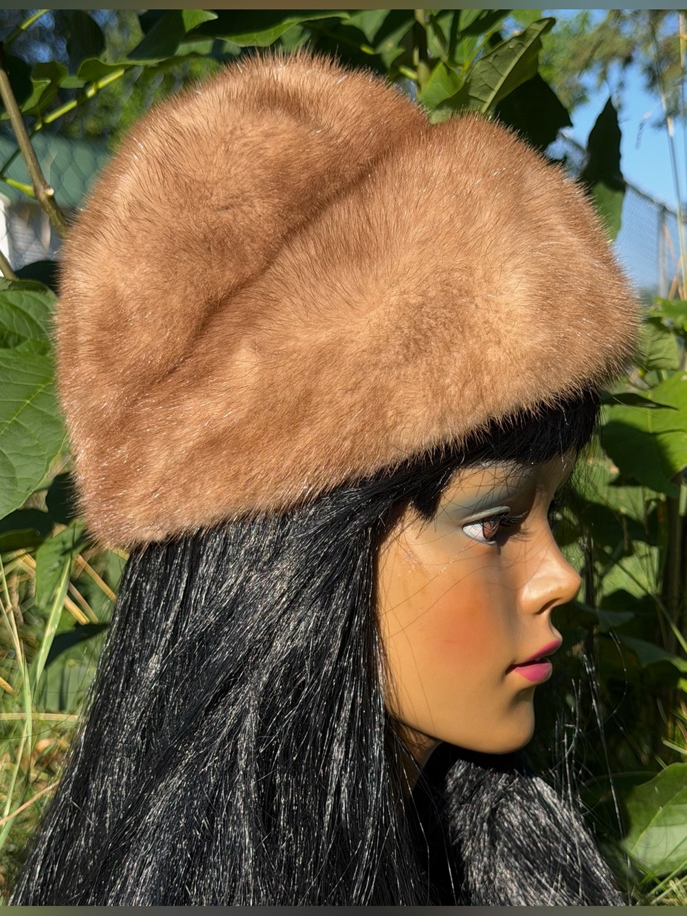 Vintage MINK FUR HAT Autumn Haze 1950s 1960s Classic Light Brown High Quality
